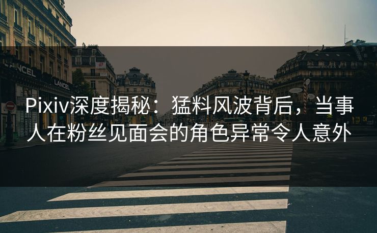 Pixiv深度揭秘：猛料风波背后，当事人在粉丝见面会的角色异常令人意外