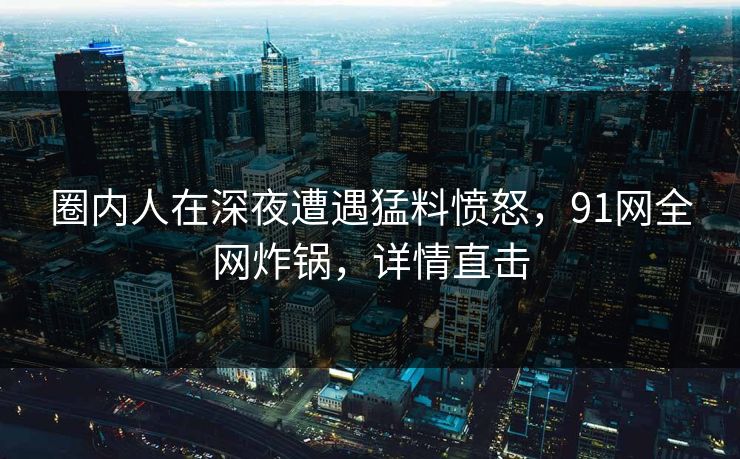 圈内人在深夜遭遇猛料愤怒，91网全网炸锅，详情直击