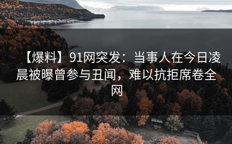 【爆料】91网突发：当事人在今日凌晨被曝曾参与丑闻，难以抗拒席卷全网