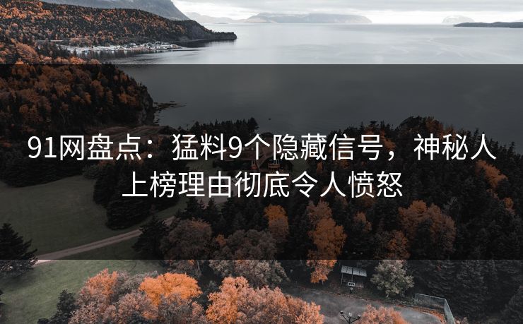 91网盘点：猛料9个隐藏信号，神秘人上榜理由彻底令人愤怒