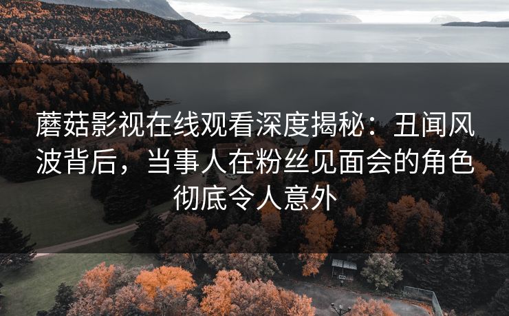 蘑菇影视在线观看深度揭秘：丑闻风波背后，当事人在粉丝见面会的角色彻底令人意外