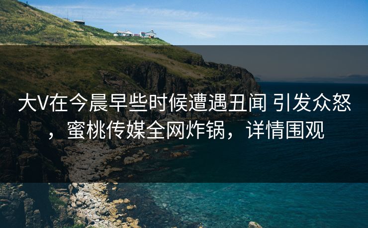 大V在今晨早些时候遭遇丑闻 引发众怒，蜜桃传媒全网炸锅，详情围观