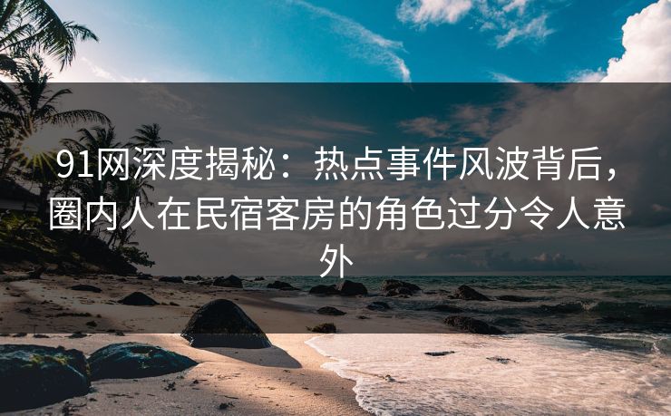 91网深度揭秘：热点事件风波背后，圈内人在民宿客房的角色过分令人意外