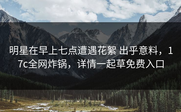 明星在早上七点遭遇花絮 出乎意料，17c全网炸锅，详情一起草免费入口