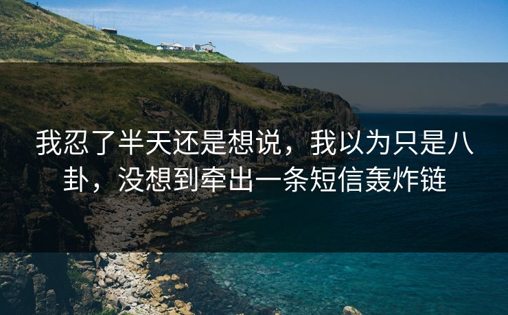 我忍了半天还是想说，我以为只是八卦，没想到牵出一条短信轰炸链